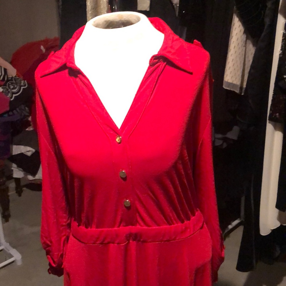 Red shirt dress